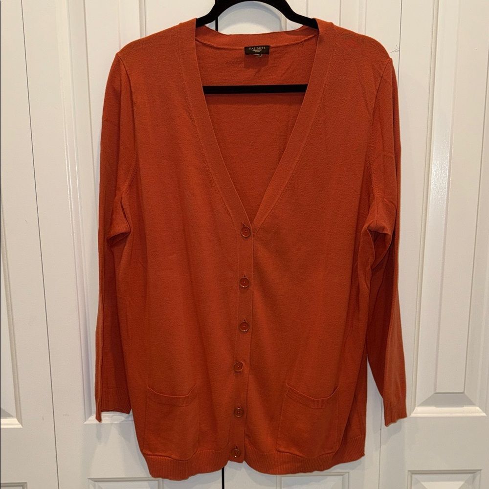 Talbots V-Neck‎ Orange Cardigan